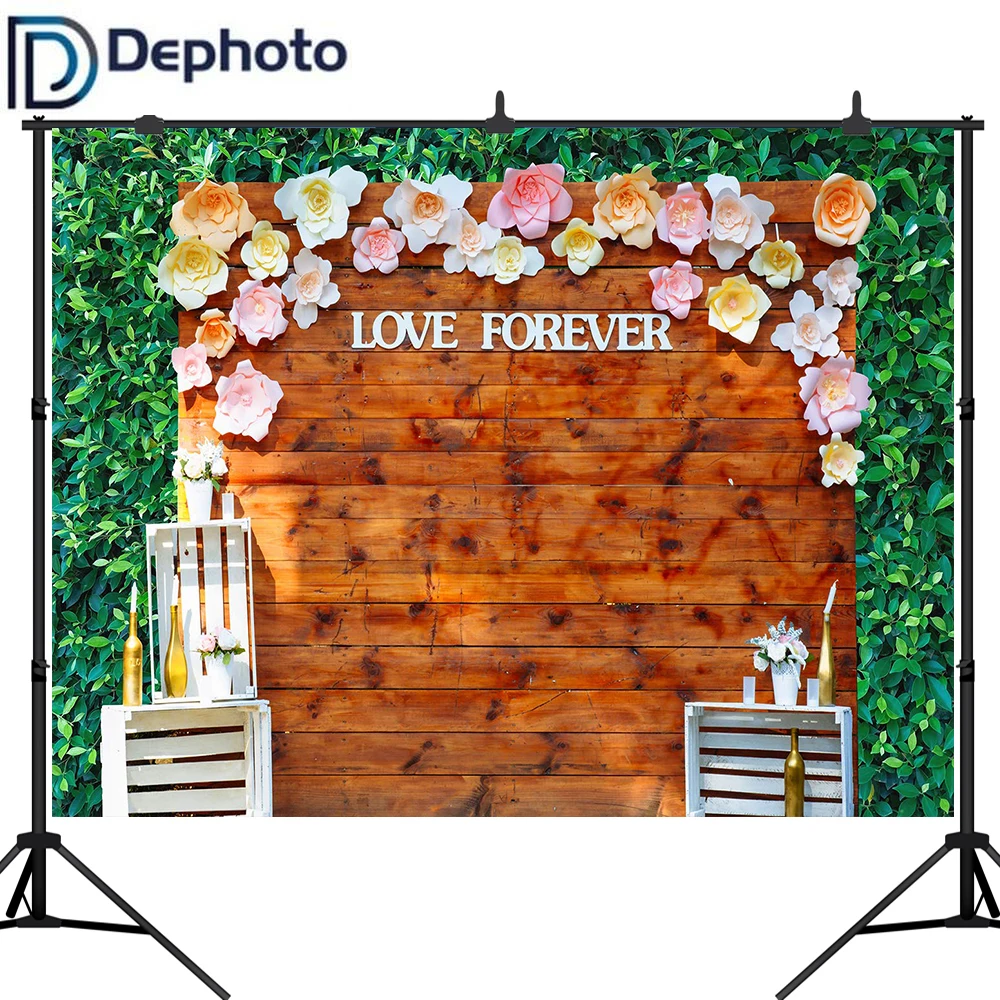Dephoto Love forever фон для фотосъемки Свадебная вечеринка Ретро деревянная настенная