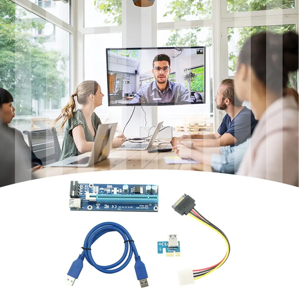 

U38 PCIe 1x to 16x Express Riser Card Graphic pci-e riser Extender 60cm USB 3.0 Cable SATA to 6Pin Power for BTC mining