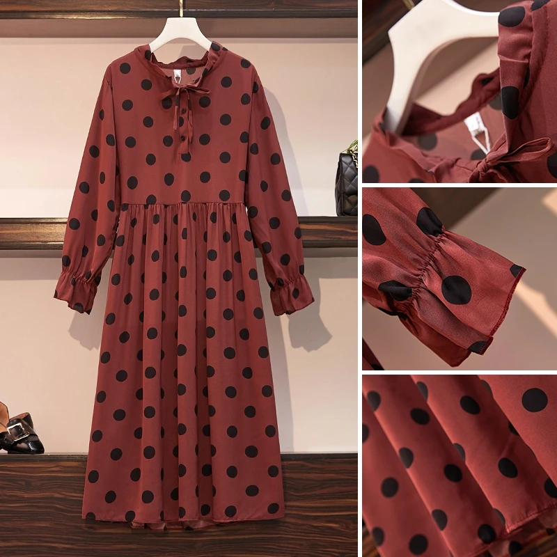 Женское Повседневное платье в горошек осень 2020 модные плиссированные шифоновые
