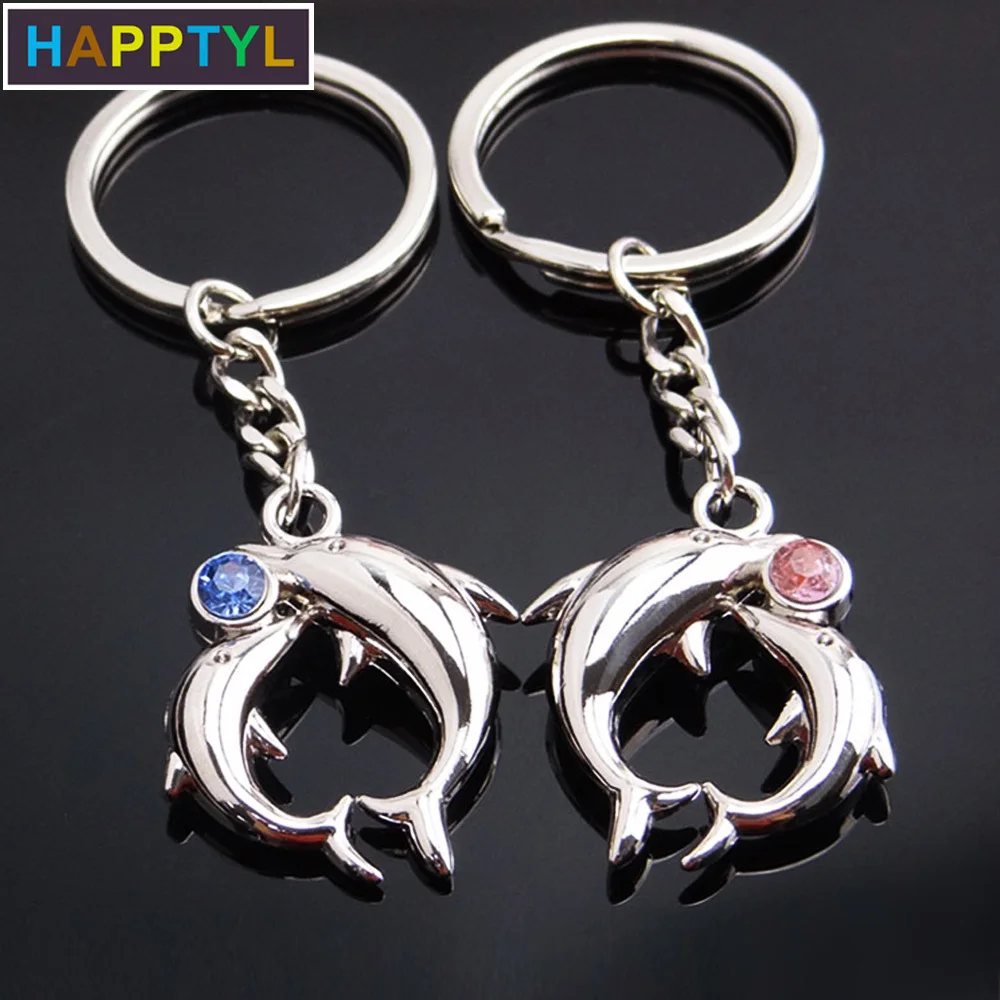 HAPPTYL креативный милый унисекс металлический брелок для ключей пара подарок