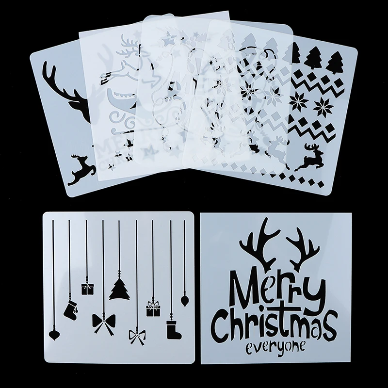 Рождественские трафареты шаблоны декор в виде оленя DIY графика живопись штамп