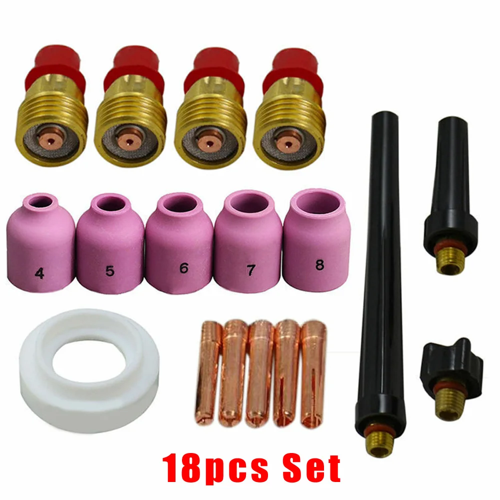 Принадлежности для сварки 18 шт./компл. комплект корпуса газовых линз TIG задняя