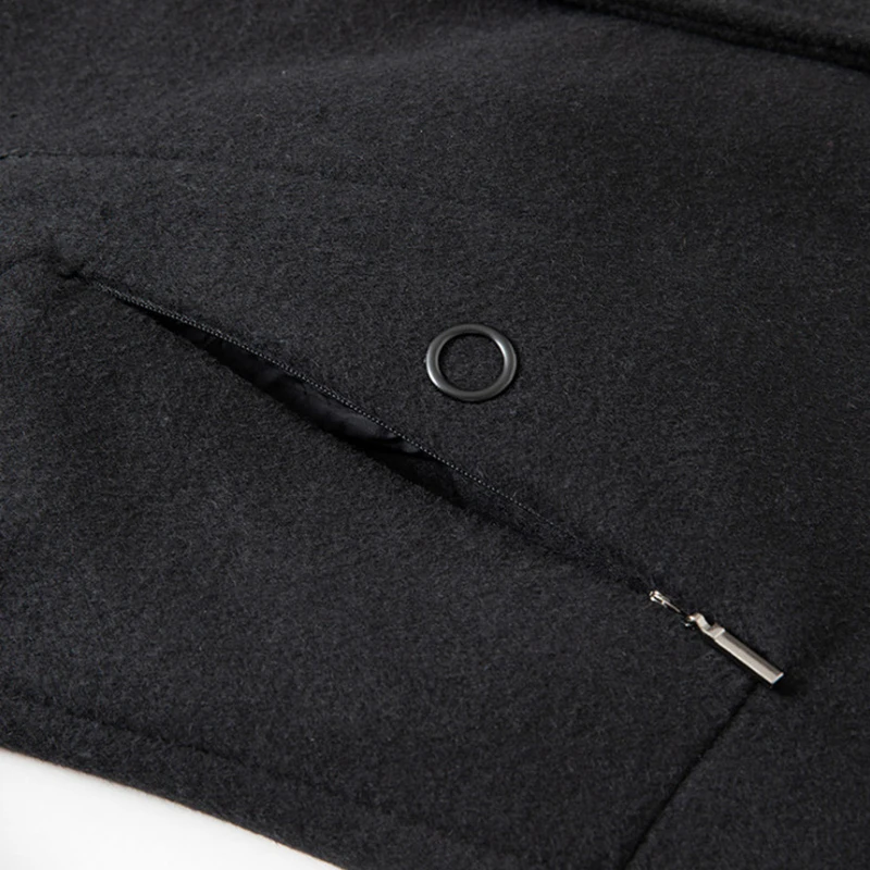 

Top Quality Winter Long Trench Coat Men Fashion Wool Blends Coat Solid Color Men Woolen Overcoat Thick Jacket