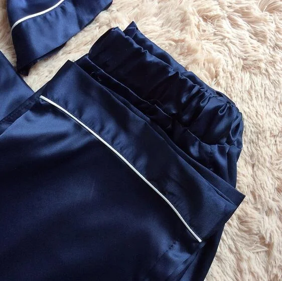 

New Selling Silk Satin Pajamas For Women Love Sleep Summer Satin Pyjamas Men Blue Women's Sleep Lounge Pajama Sets NEW