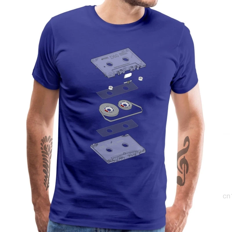 Мужская хлопковая футболка с коротким рукавом Кассетный взрыв анализ кассеты