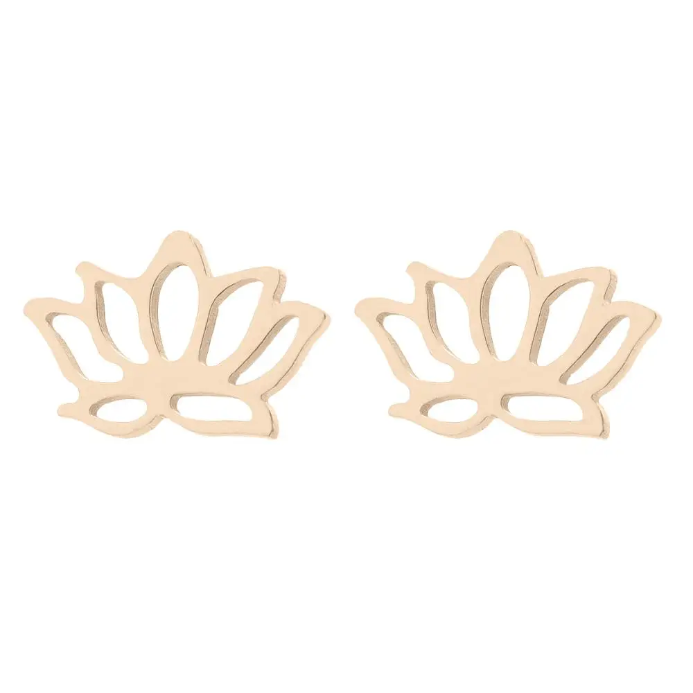 

European and American tiny lotus shape earring new simple and cute metal lotus flower earring stud white flower earrings