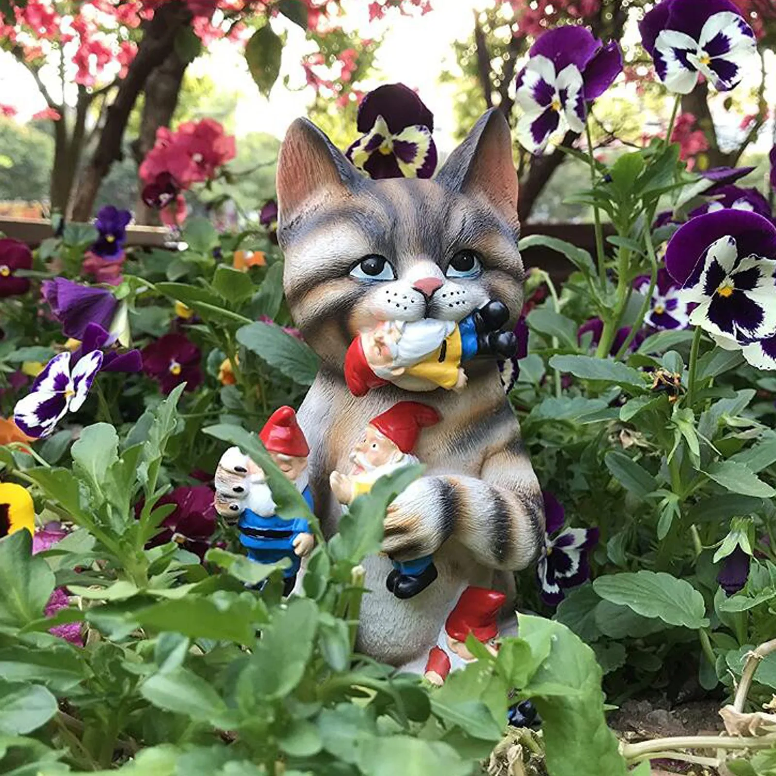 Mischievous Cat Garden Gnome Statue Collectible Happy Decor Art Sculptures Statues Home Figurine Décor | Дом и сад