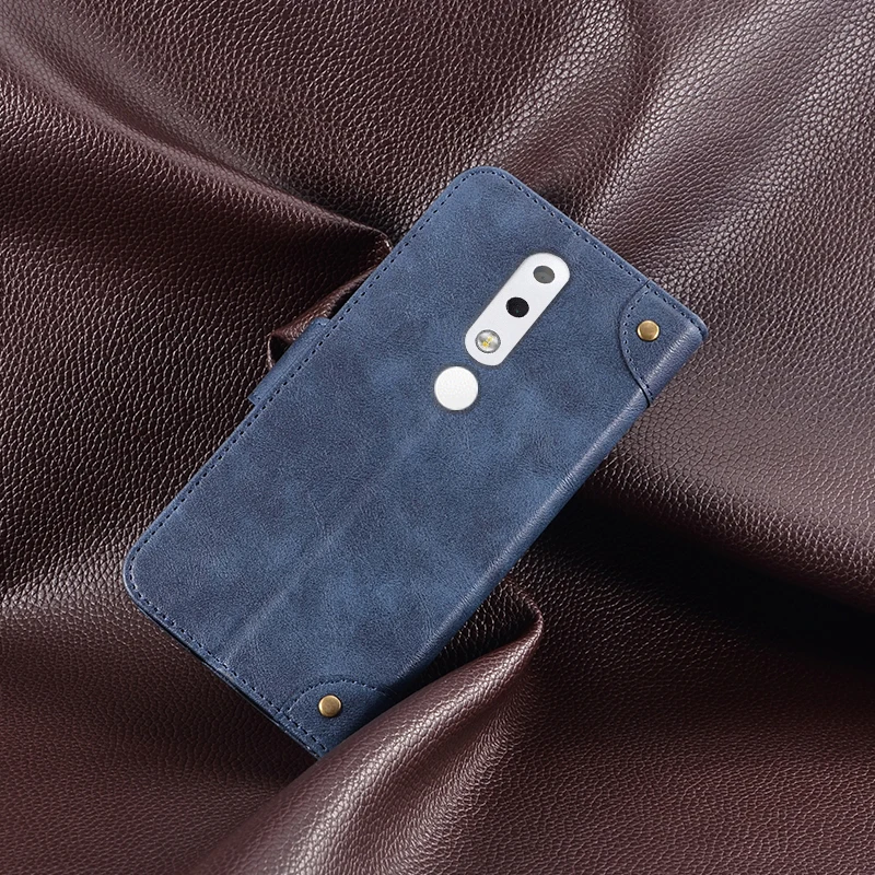 Деловой кожаный чехол для Nokia 6 1 Plus роскошный винтажный флип-бумажник TA-1103 ретро