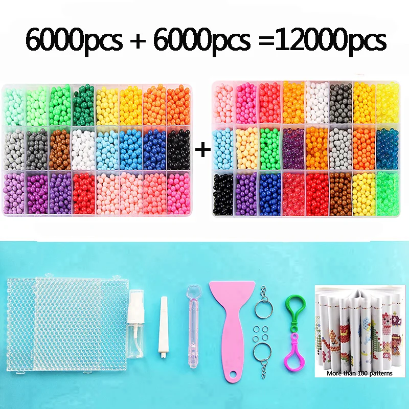

12000pcs 30 colors 5mm Refill Beads Puzzle Crystal DIY Water Spray Beads Set Ball Games 3D Handmade Magic Toys For Children