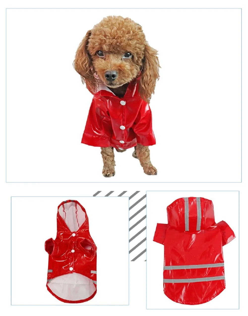 

Spring Summer Outdoor Pet Dog Raincoat Reflective PU Puppy Pet Hooded Rain Coat Waterproof Dogs Cats Jackets Chihuahua