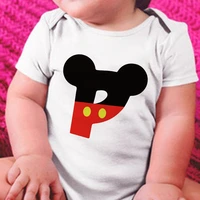 baby girl boy romper custom name mickey mouse letter combination printing font a b c d e f g newborn clothes 0 24m