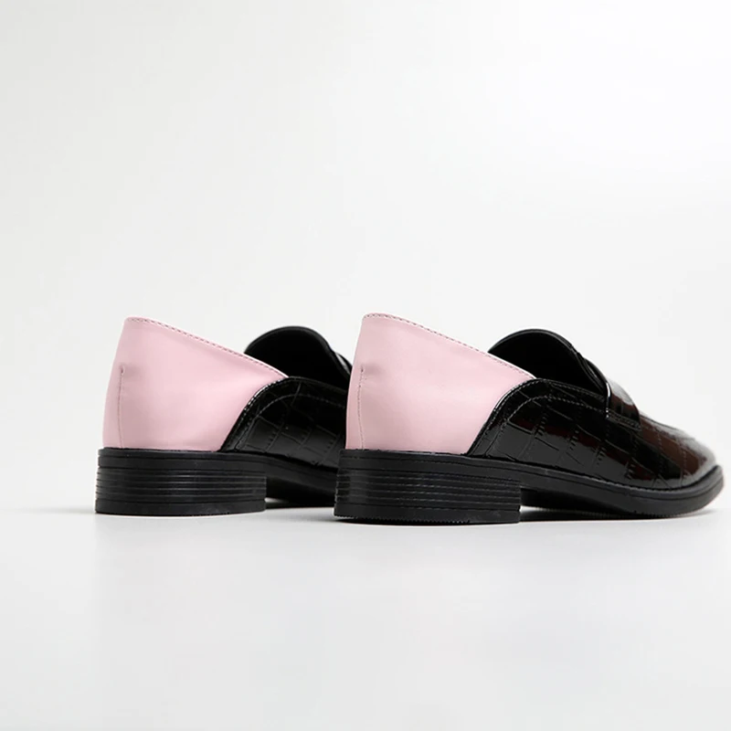 2019 женские мокасины броги со змеиным принтом оксфорды черного цвета британский