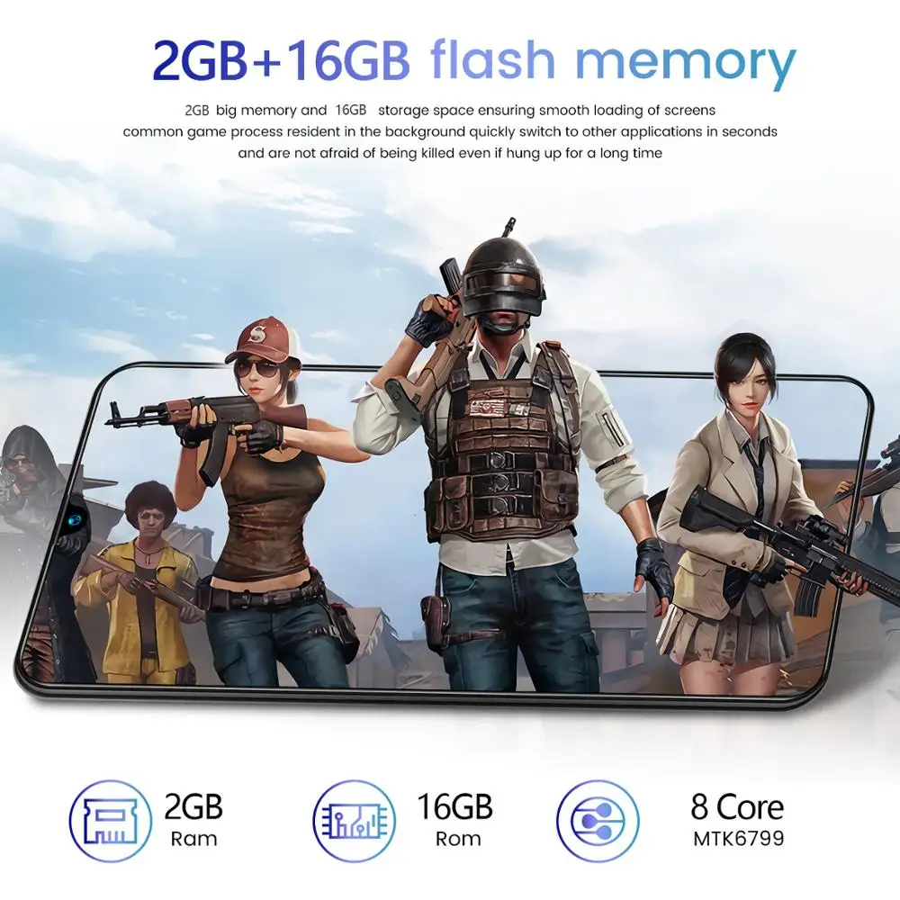 

SHIQIANG Global version Smartphone 2+16GB ROM Octa core 7.2" FHD+ Waterproof Phone 5MP Camera Mobile Phone with Google Play