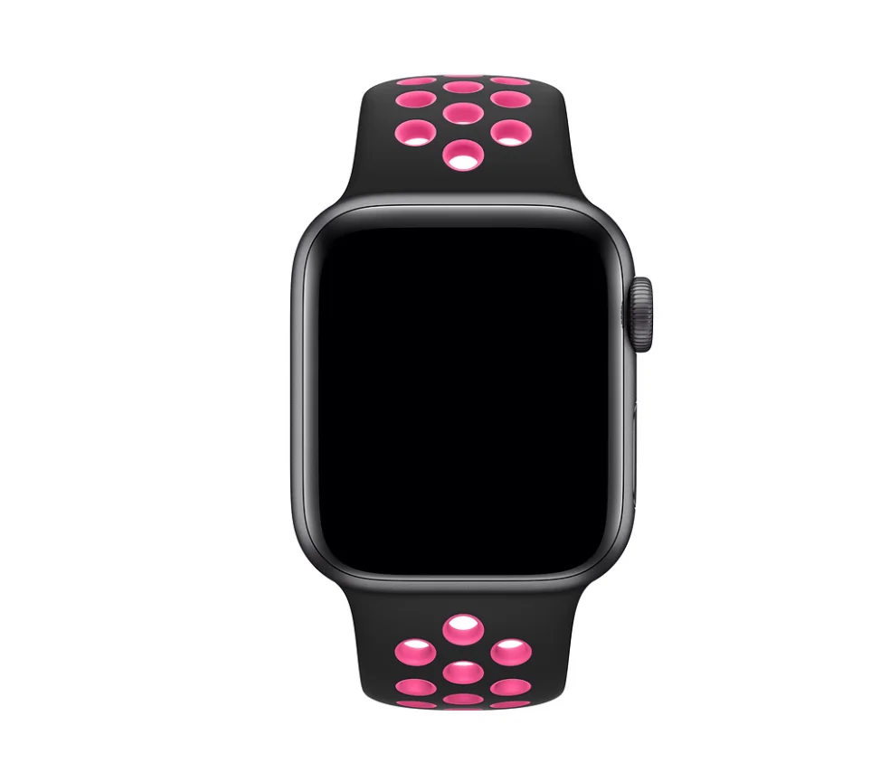 Black Pink Спортивный силиконовый ремешок для Apple Watch, ремешок для часов Nike, 44 мм, 40 мм, 42 мм, 38 мм, два цвета, сменный ремешок для часов iWatch, серия 5, 4, 3, 2, 1 - Цвет ремешка: Black Pink
