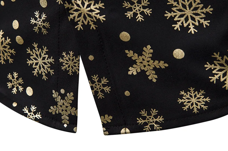 

Christmas Shirt Men Brand Snowflakes Print Mens Dress Shirts Casual Slim Fit Stand Collar Xmas Party Chemise Camisa Masculina