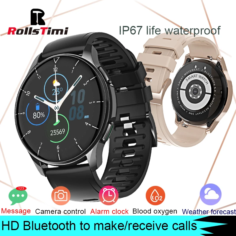 

Rollstimi Смарт-часы для девушек и мужчин, фитнес-трекер для измерения сердечного ритма браслет часы вызовов через Bluetooth Водонепроницаемый спор...