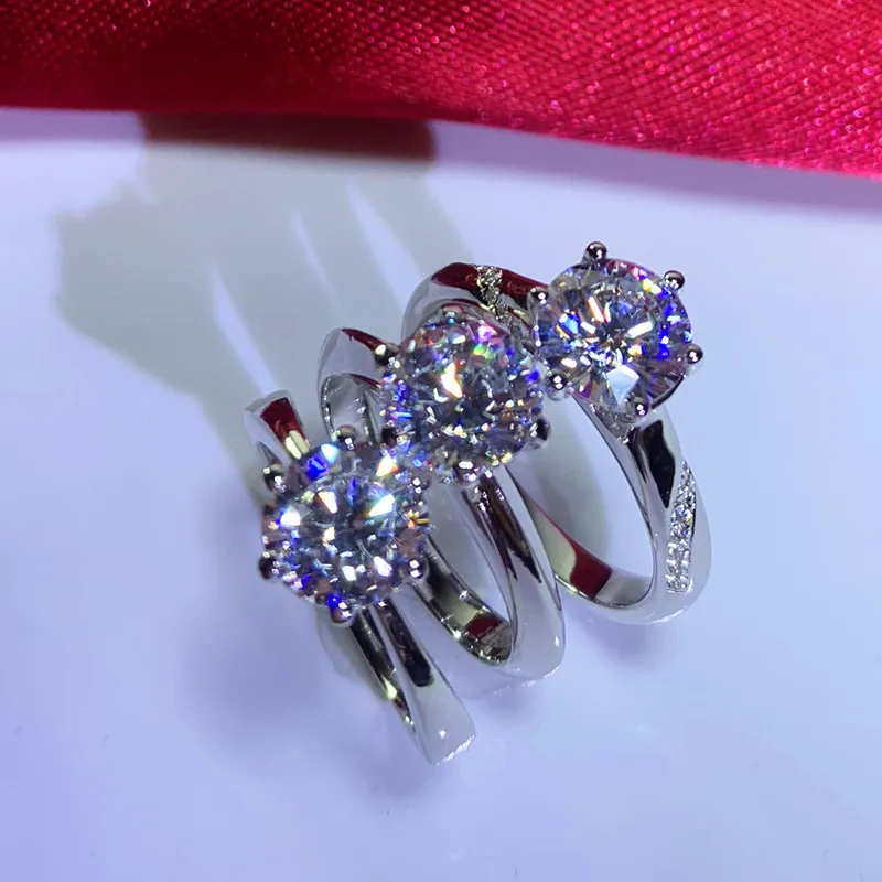 Inbeaut Moissanite кольцо оригинал 925 пробы серебро отличный крой 1 карат D 6 5 мм кольца с