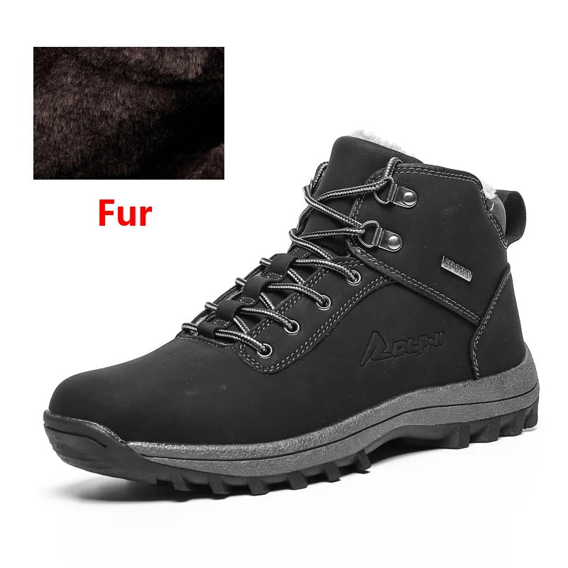 01 Fur Black OZERSK/; сезон осень; популярные мужские ботинки; нескользящая повседневная обувь из натуральной кожи; высококачественные зимние ботильоны; мужские зимние ботинки - Цвет: 01 Fur Black