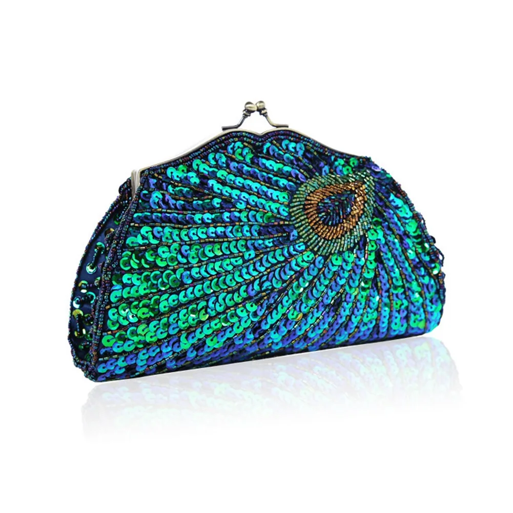 Glitter Shinny Clutch Bag Luxury Peacock Pattern Evening Bags Designer Ladies Banquet Clutches Elegant Shoulder Bags Party Pouch