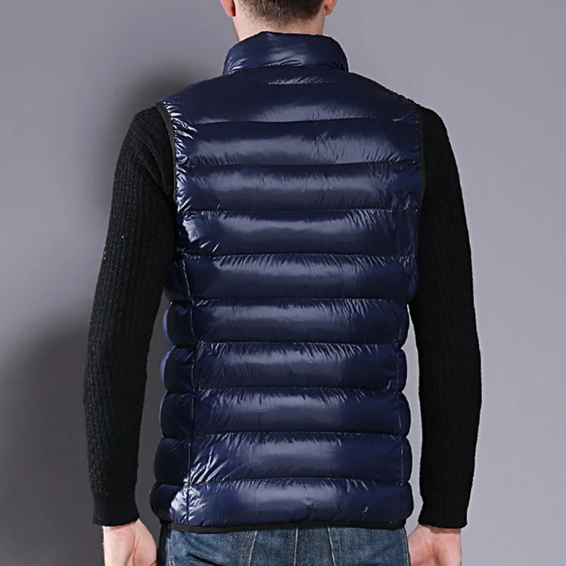Мужской осенне-зимний сверхлегкий пуховик без рукавов жилет мужское однотонное