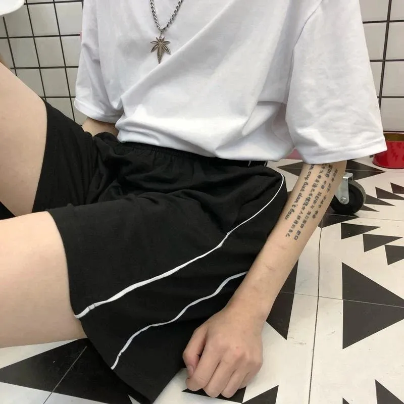 

Summer vintage track shorts women Casual All-Match loose high waist pantalones cortos mujer wild Harajuku biker spodenki damskie