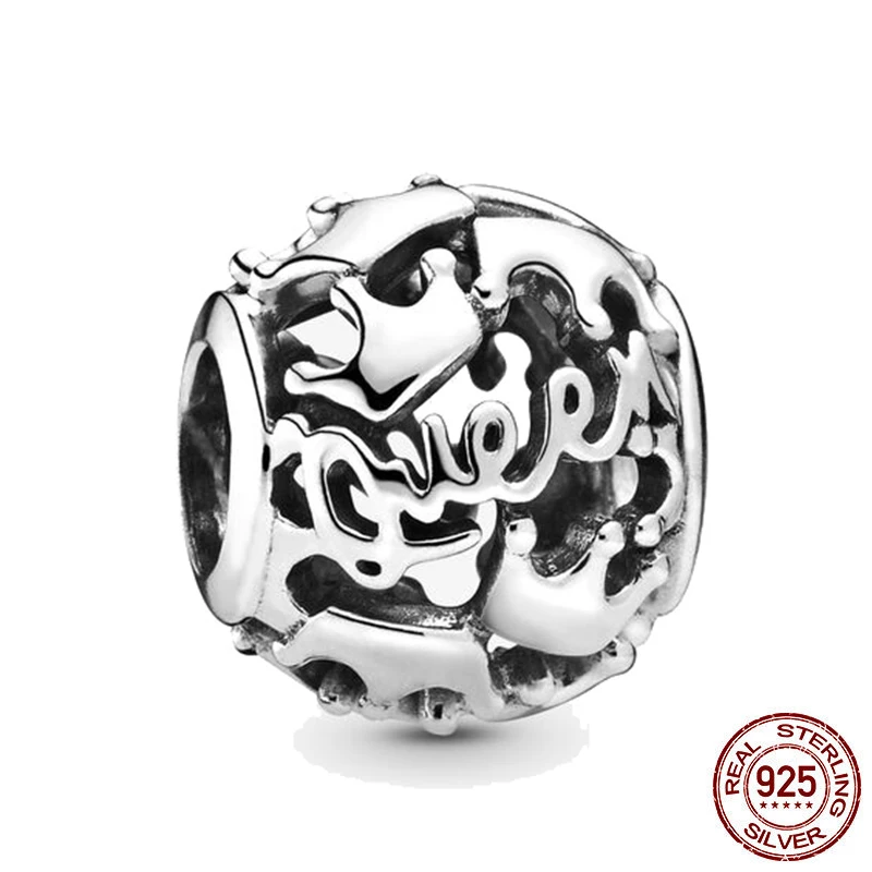 

New 925 Sterling Silver Beads Openwork Queen Crown Charm Fits Original Pandora Bracelets DIY Jewelry Making For Women Gifts