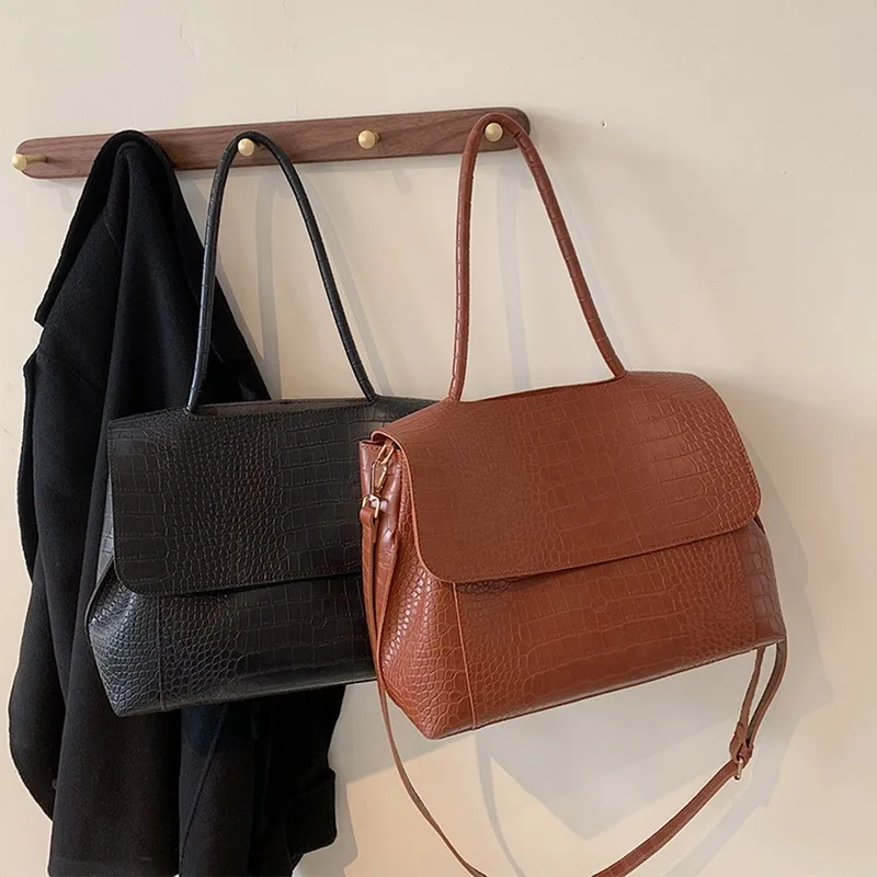 

Women Design Handbag Large Capacity Crocodile Pattern Shoulder Bags For Female 2021 New Casual Totes Pu Leather Messenger Bag