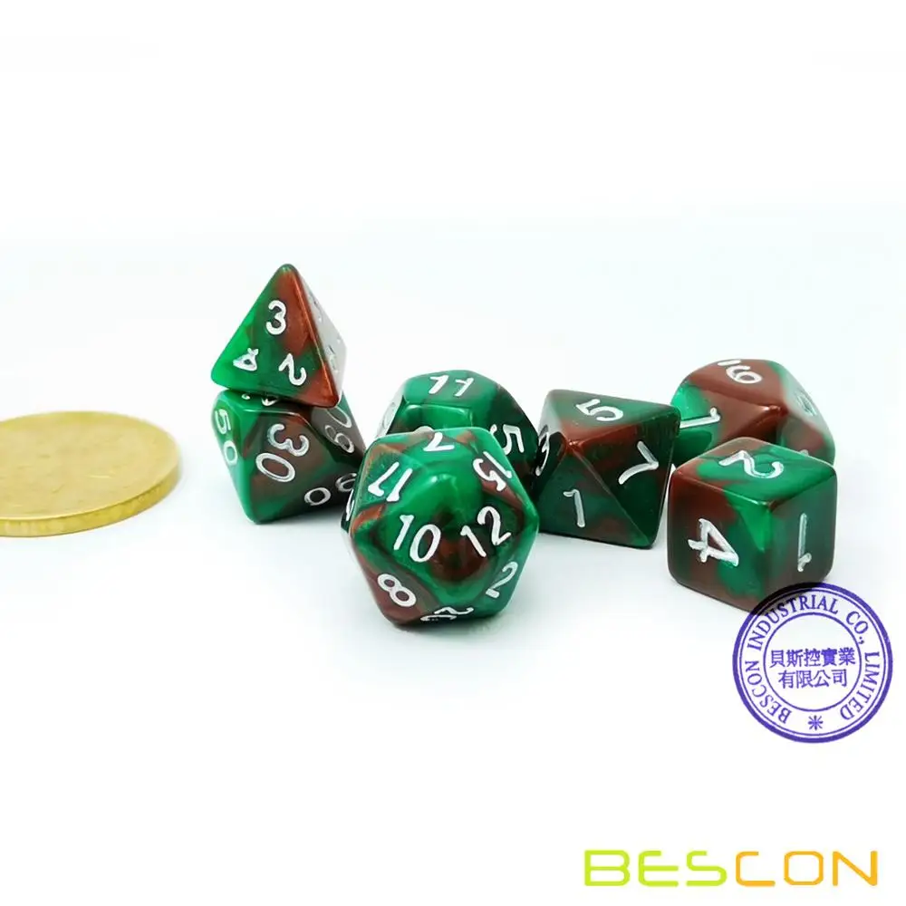 Camouflage Bescon мини двухцветные многогранные игральные кости, набор 10 мм, маленькие кости набор D4-D20 в трубке, 6 новых разных цветов 42 шт - Цвет: Camouflage