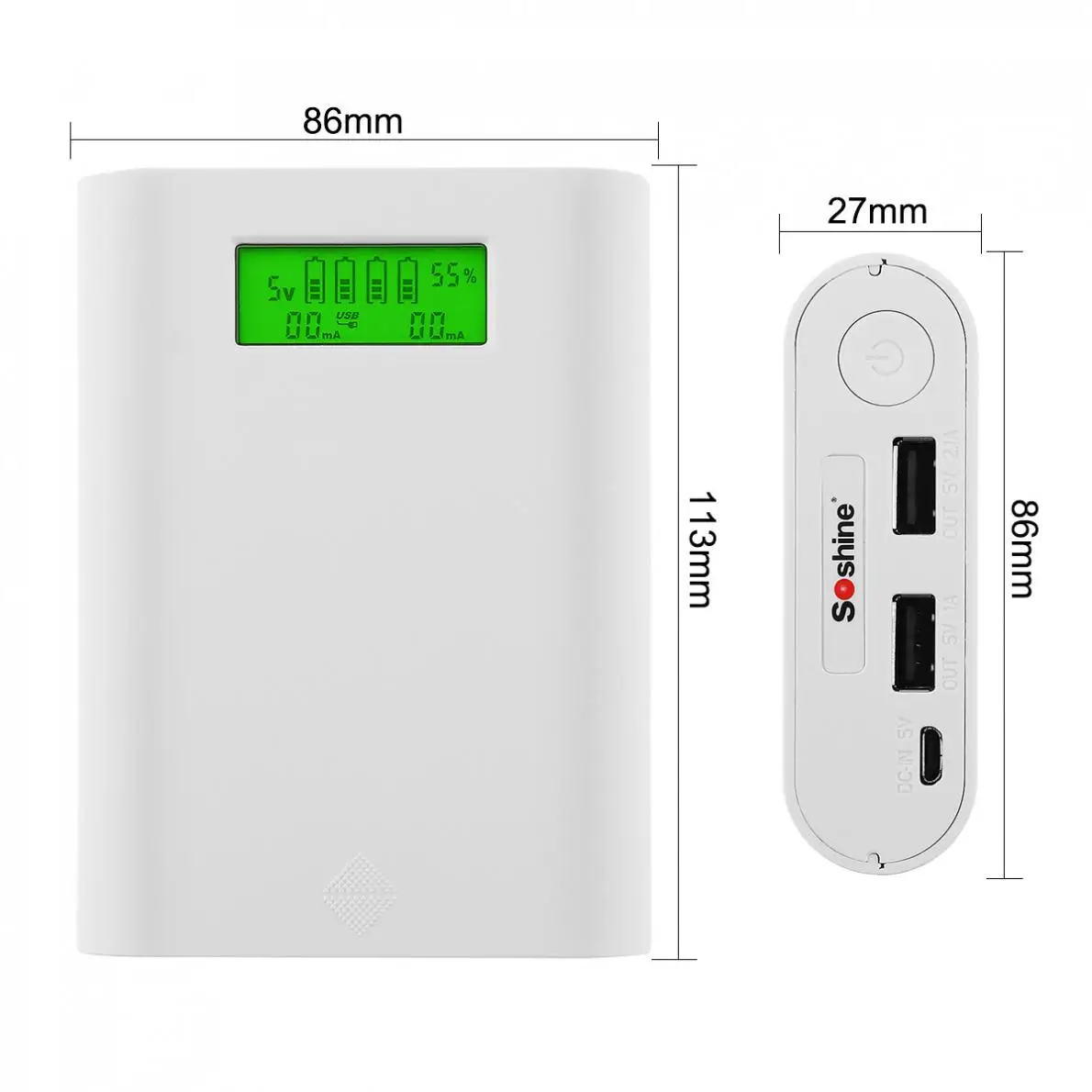 Soshine E3S 18650 портативный источник питания с двойным USB + умное интеллектуальное