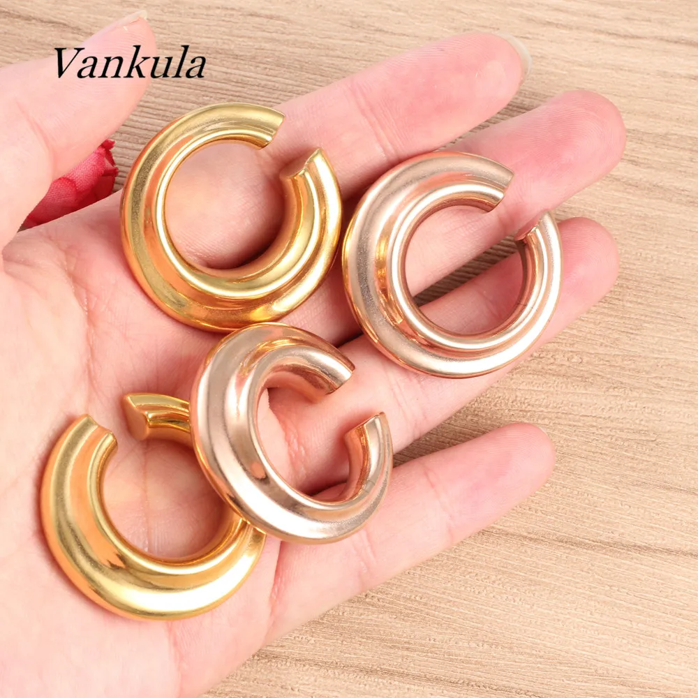

Vankula 2PCS 316L Stainless Steel Ear Weights Ear plugs tunnels Piercing Body Jewelry Round Metal Ear Expander Gause
