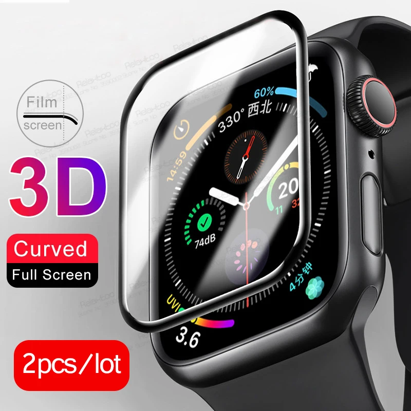 

For iwatch 6 Glass 2pcs 3D Curved protective Glass For Apple Watch Series 6 40mm 44mm screen protector on smartwatch Accessories