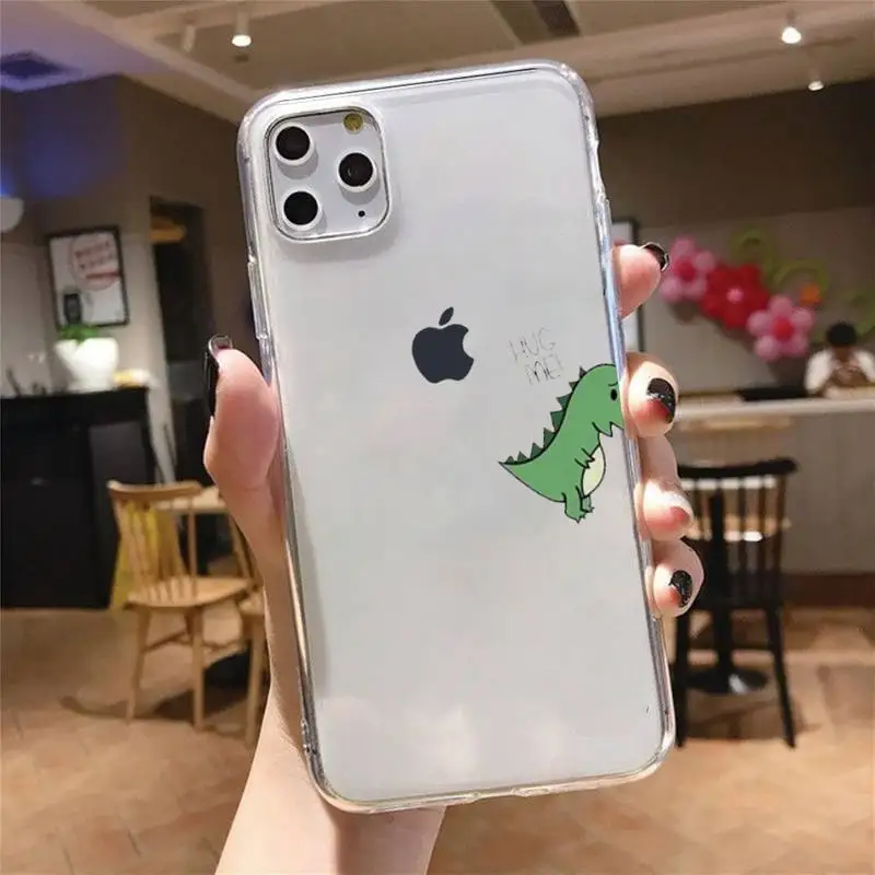 

Cute animal dinosaur Phone Case Transparent for iPhone 6 7 8 11 12 s mini pro X XS XR MAX Plus