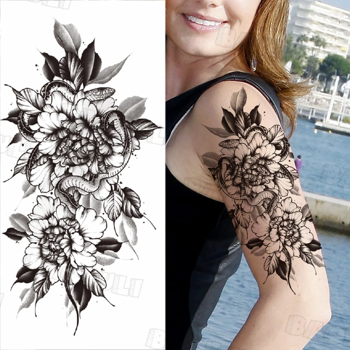 Черные Геометрические племенные глаза временные татуировки для женщин взрослые