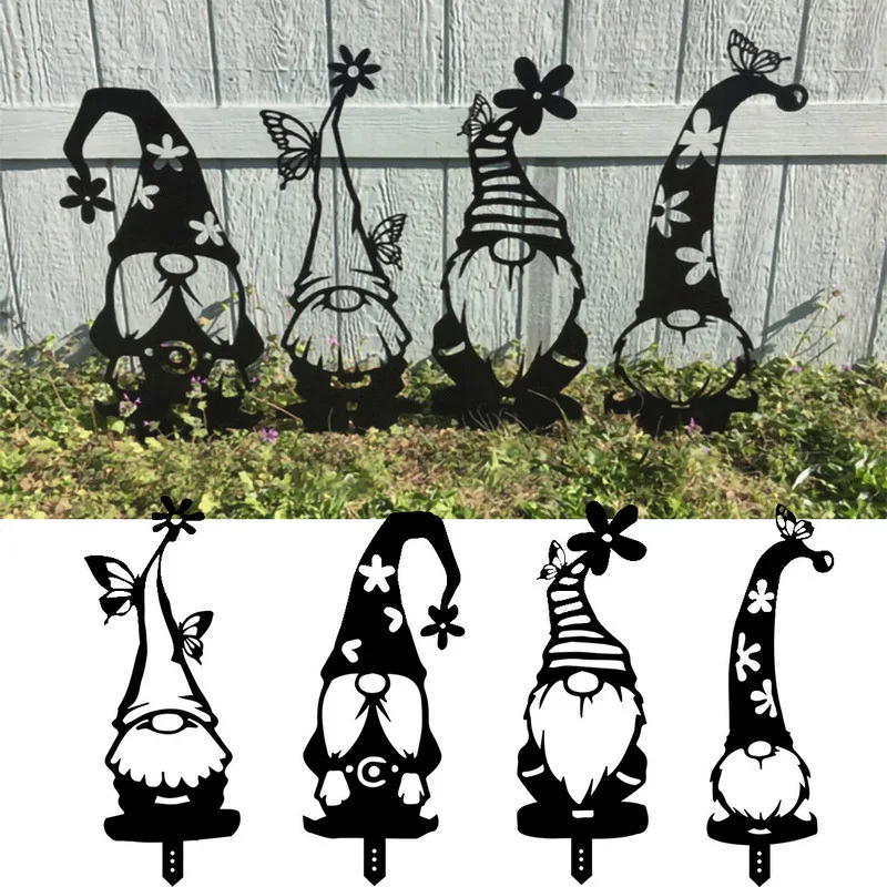 

Garden Decoration Sign Cute Statue Yard Standing Elf sculpture Animal Silhouette Lawn Santa Claus Hollow Statues Creative Gifts