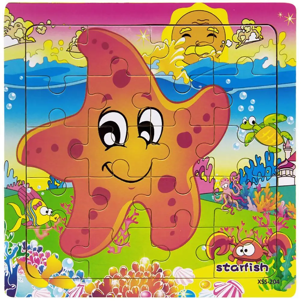 

4Pcs Cartoon Animal Wooden Jigsaw Puzzles Educational Toy for Children Kids