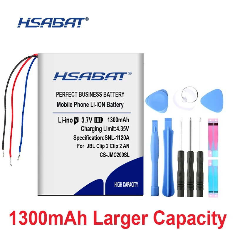 Аккумулятор HSABAT 0 цикл 1300 мАч GSP383555 для JBL Clip 2 AN CLIP2BLKAM CS056US P04405201|Батареи MP3/MP4