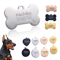 cute pet cat dog id tag custom engraving personalized dog collar pet tags charm name pendant bone necklace collar puppy necklace