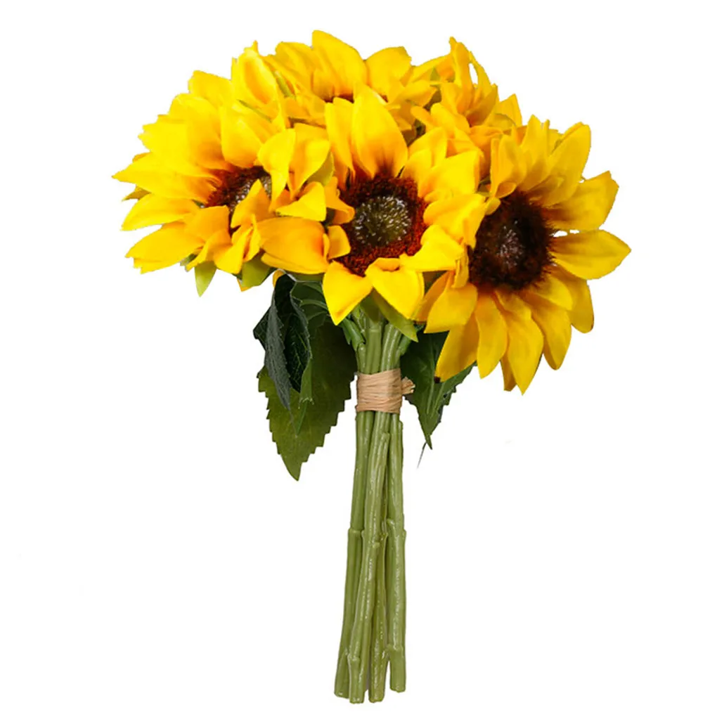 

6 Pcs/bundle Artificial Sunflower Simulation Flower Decor Home Office Fake Sunflower Daisy Home Garden wedding Table DIY Decor