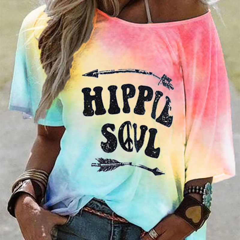 Новинка 2020 летняя футболка большого размера хиппи потеря души Женская