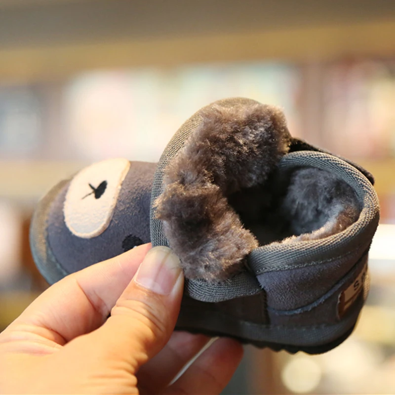 Зимние ботинки для младенцев 1 4 лет зимние из натуральной замши с мультяшным