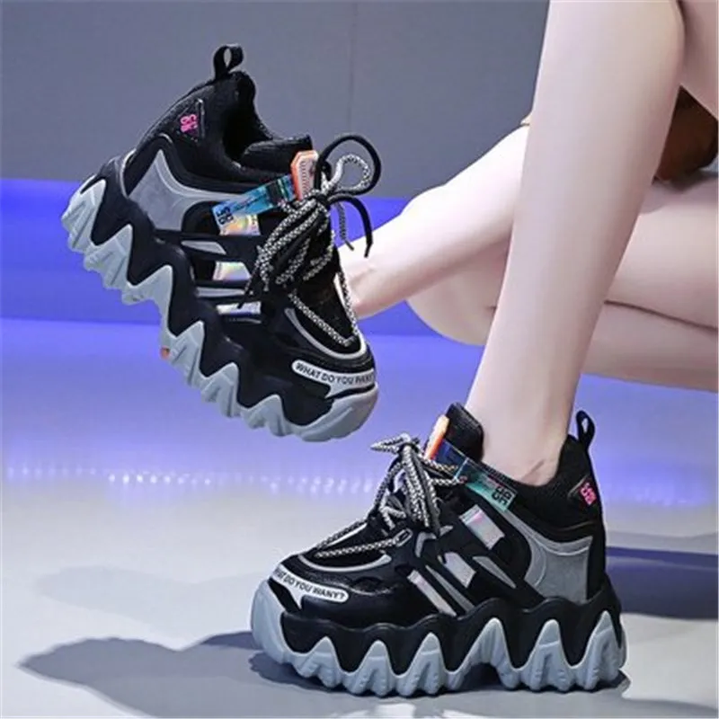 

2020 Autumn Fashion Women Chunky Sneakers Platform Tenis Female Trainers Wedges Casual Shoes Designers Lace Up Dad Shoes Woman