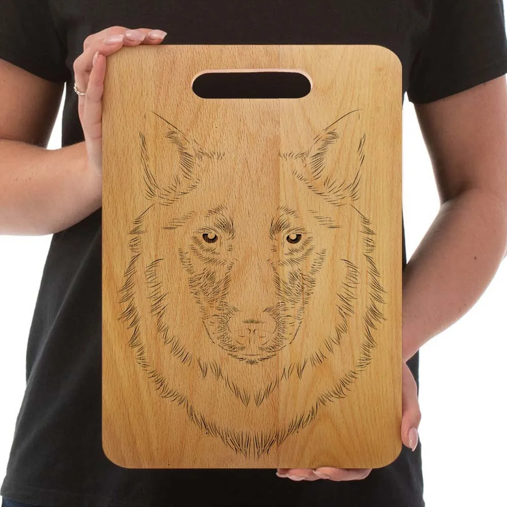 Spirit Animal Wolf Face Персонализированная разделочная доска Лесной Волк портрет