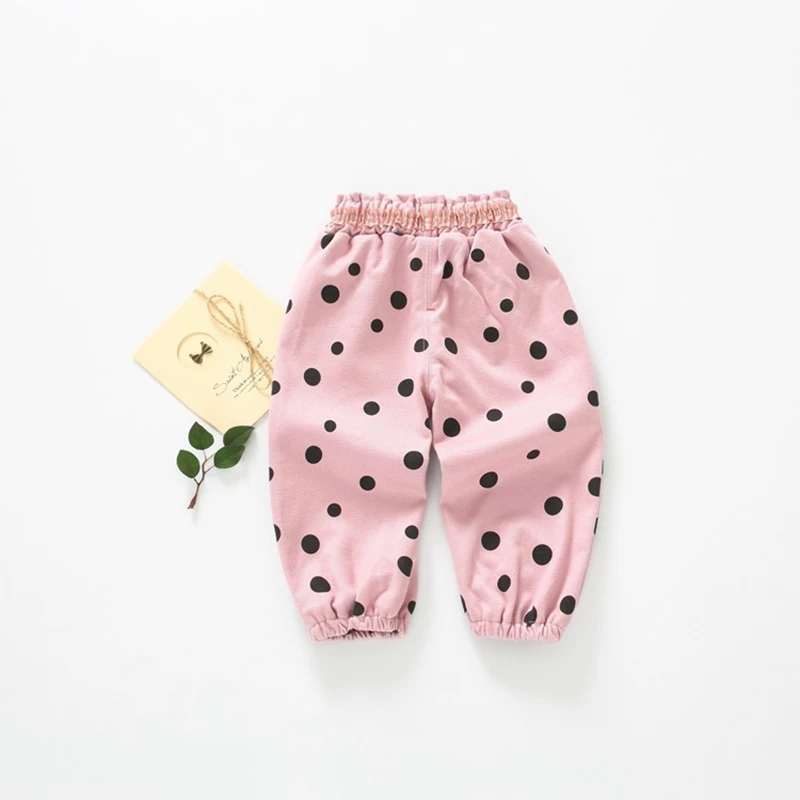 Длинные брюки в горошек для маленьких девочек повседневные Корейском стиле с