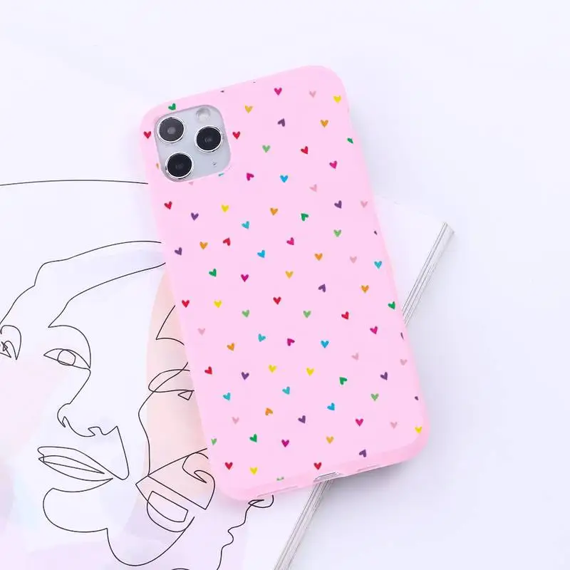 

Cute Love Heart painting Phone Case Candy Color for iPhone 6 7 8 11 12 s mini pro X XS XR MAX Plus