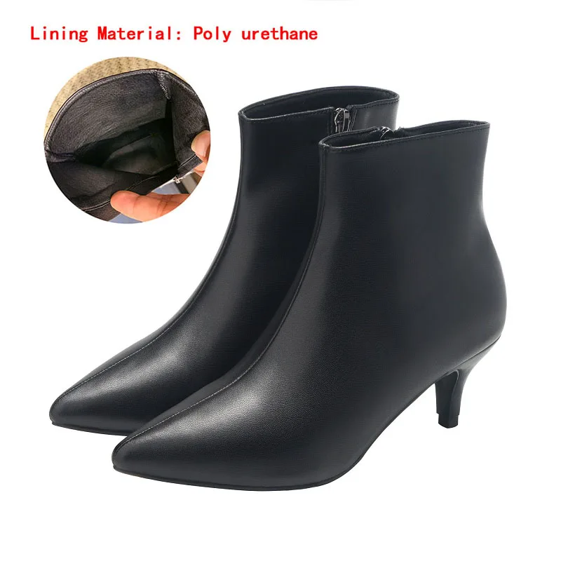 Black(heels 5cm) Новые Стильные Ботинки martin с острым носком на высоком каблуке; сезон осень-зима белые ботинки кожаные ботинки женские ботинки весенняя обувь на танкетке - Цвет: Black(heels 5cm)