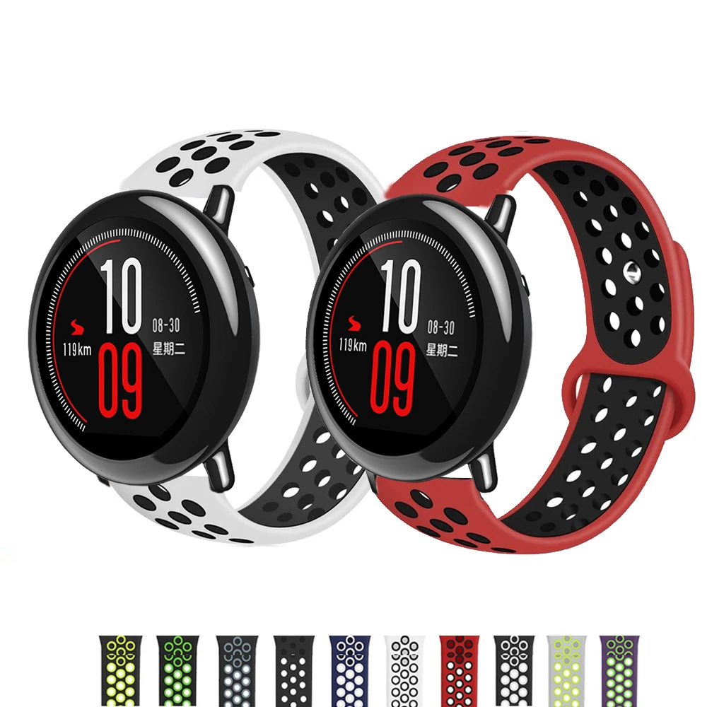 

Мягкая силиконовая лента ремешок для Xiaomi Huami Amazfit темп спортивные наручные часы Смарт Браслет для Stratos 2 3 GTR/20 мм/22 мм ремешок