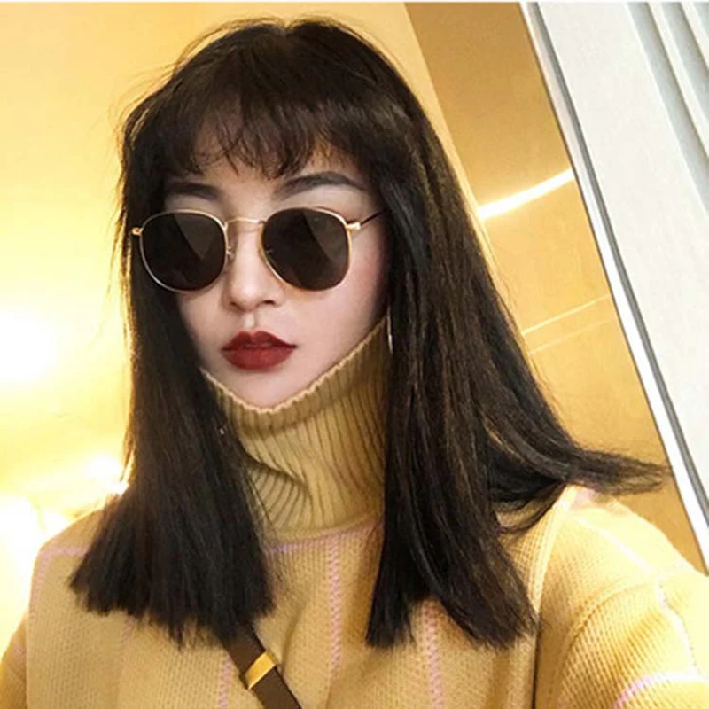

Women Girls Harajuku Style Retro Round Frame Sunglasses Cool Metal Thin Rim Sunglasses