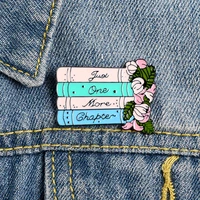 pink flowers cartoon book shirt bag collar brooch enamel pins metal broches for women badge pines metalicos brosche accessories