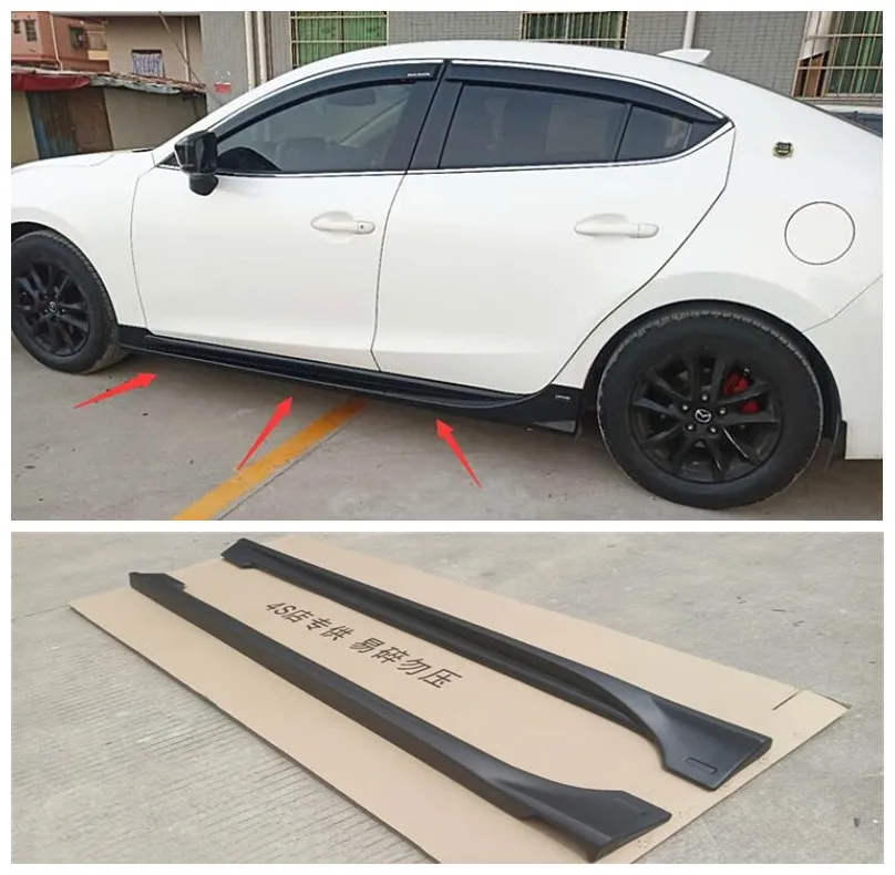 

High Quality 2Pcs/1Set ABS Paint Side Skirts Protector Cover Fits For Mazda3 Axela 2014 2015 2016 2017 2018 2019