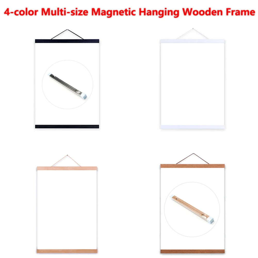 Белая Черная Магнитная подвесная деревянная рама 4 цвета для плаката рамка